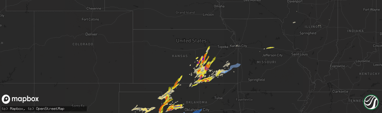 Hail map in Kansas on May 31, 2022