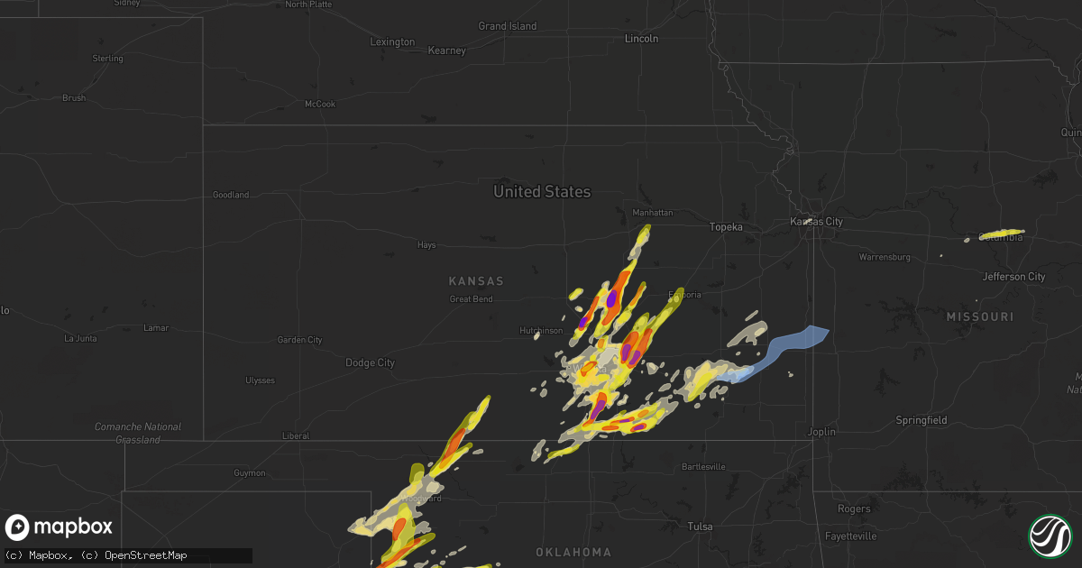 Hail map in Kansas on May 31, 2022