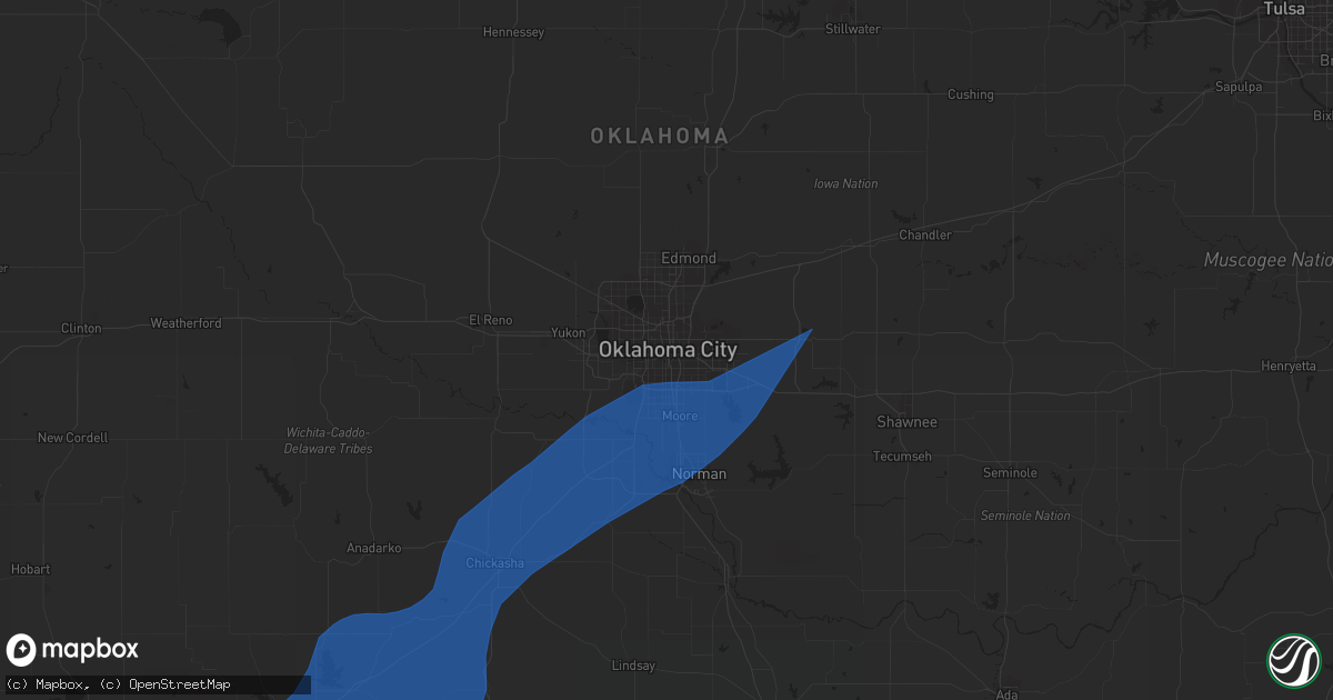 Hail map in Oklahoma City, OK on May 31, 2022