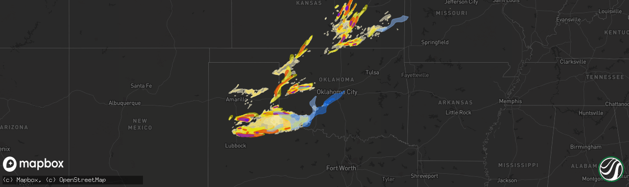 Hail map in Oklahoma on May 31, 2022