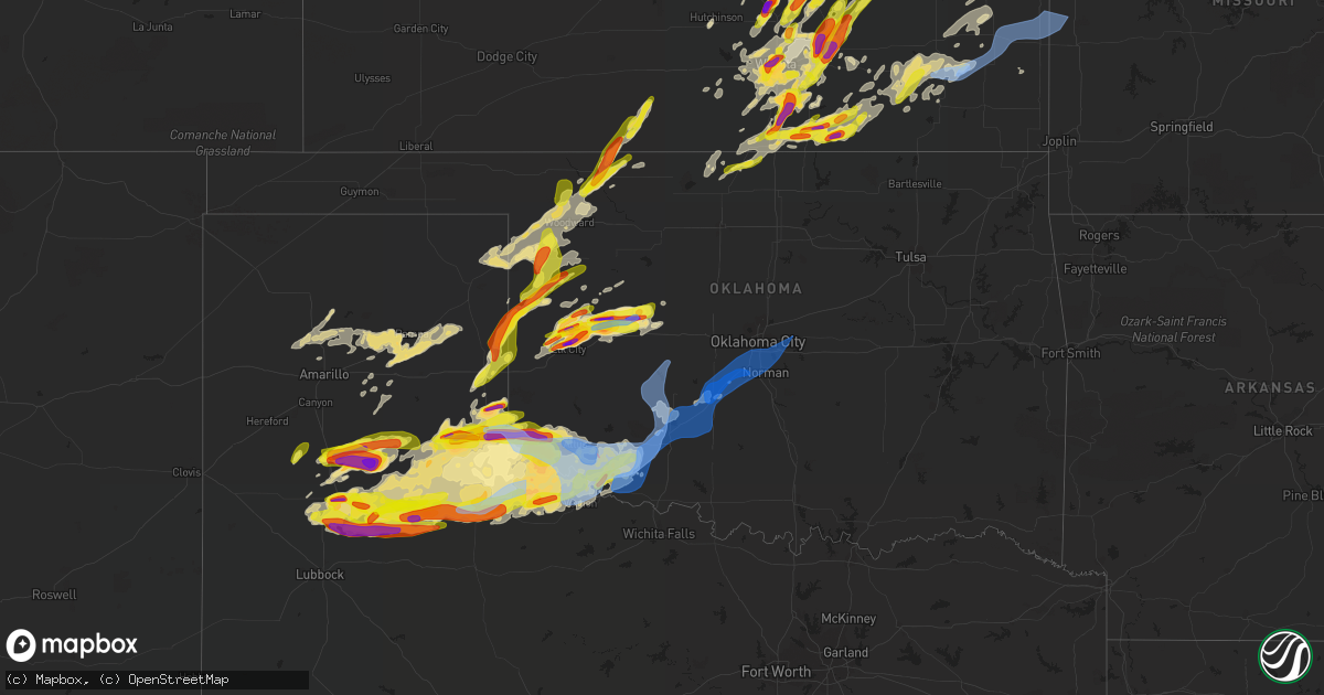Hail map in Oklahoma on May 31, 2022