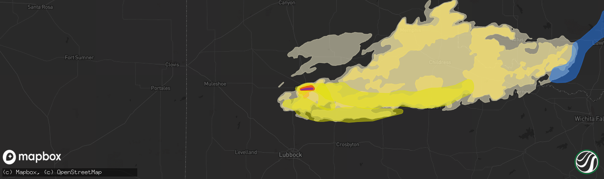 Hail map in Plainview, TX on May 31, 2022