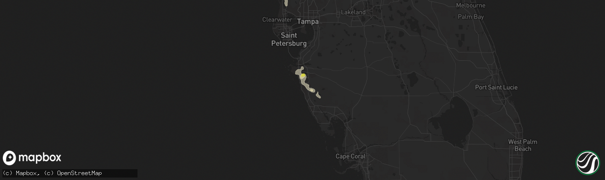 Hail map in Sarasota, FL on May 31, 2022