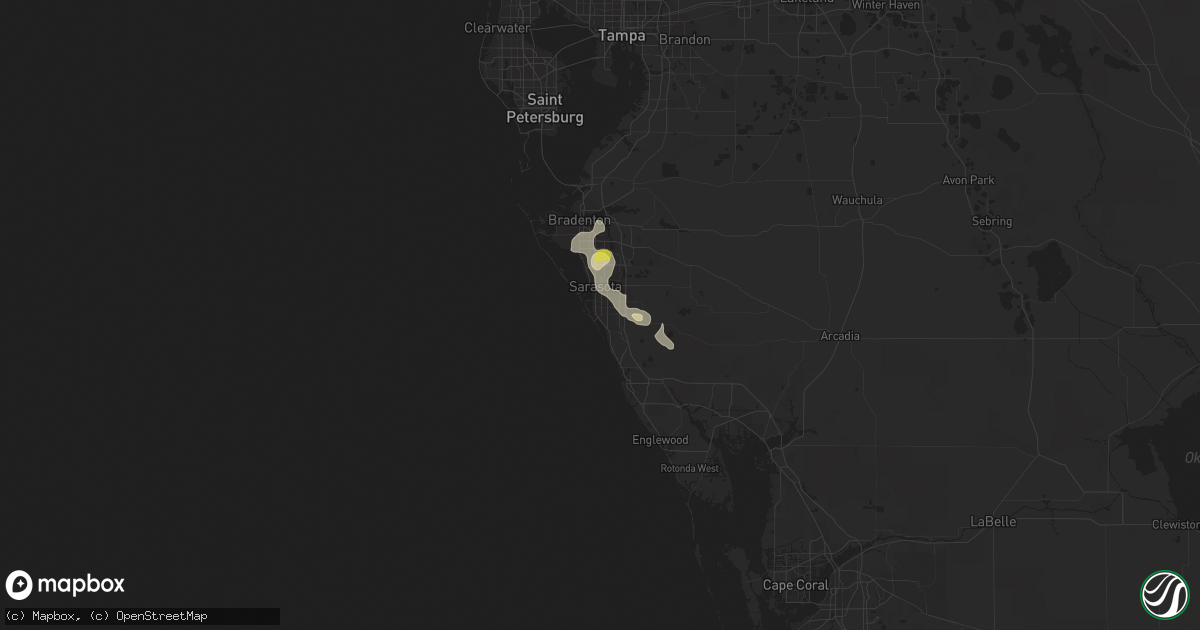 Hail map in Sarasota, FL on May 31, 2022
