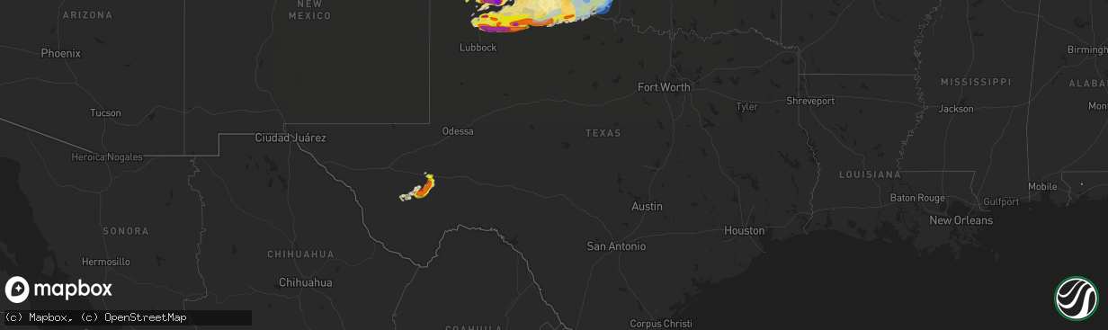 Hail map in Texas on May 31, 2022