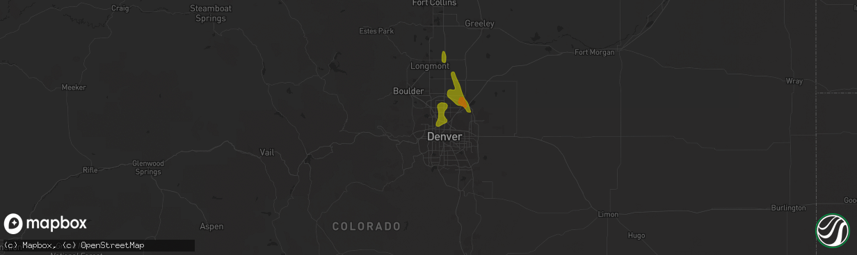 Hail map in Arvada, CO on May 31, 2023