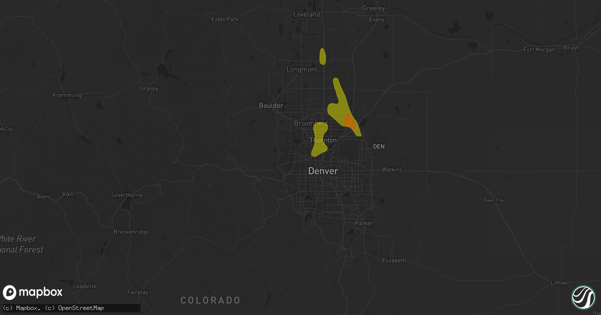 Hail map in Arvada, CO on May 31, 2023