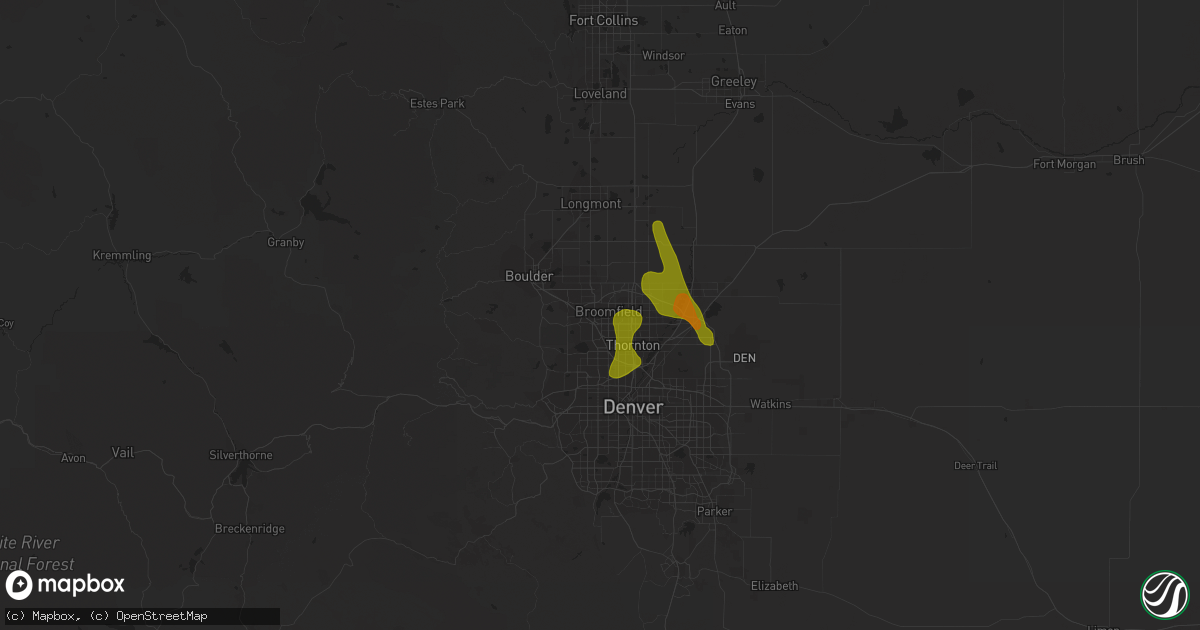 Hail map in Broomfield, CO on May 31, 2023