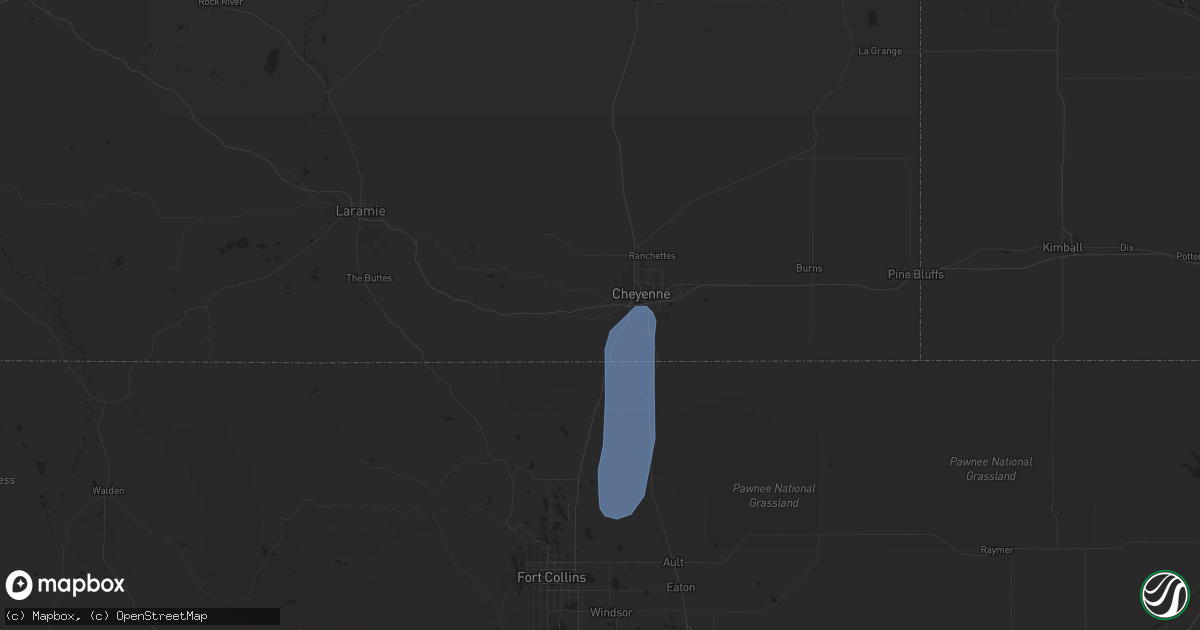 Hail map in Cheyenne, WY on May 31, 2023