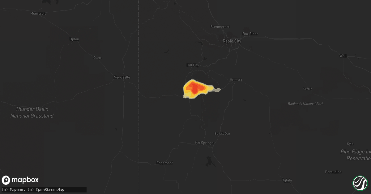 Hail map in Custer, SD on May 31, 2023