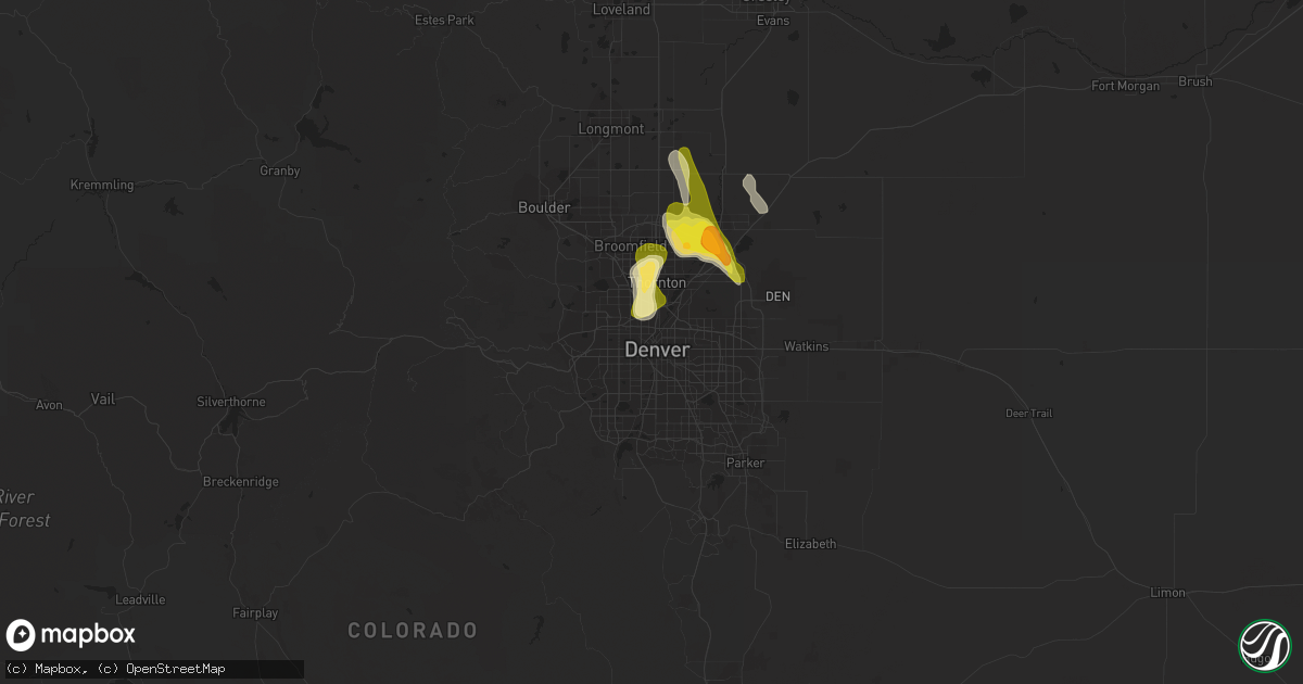 Hail map in Denver, CO on May 31, 2023