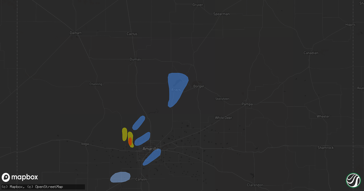 Hail map in Fritch, TX on May 31, 2023