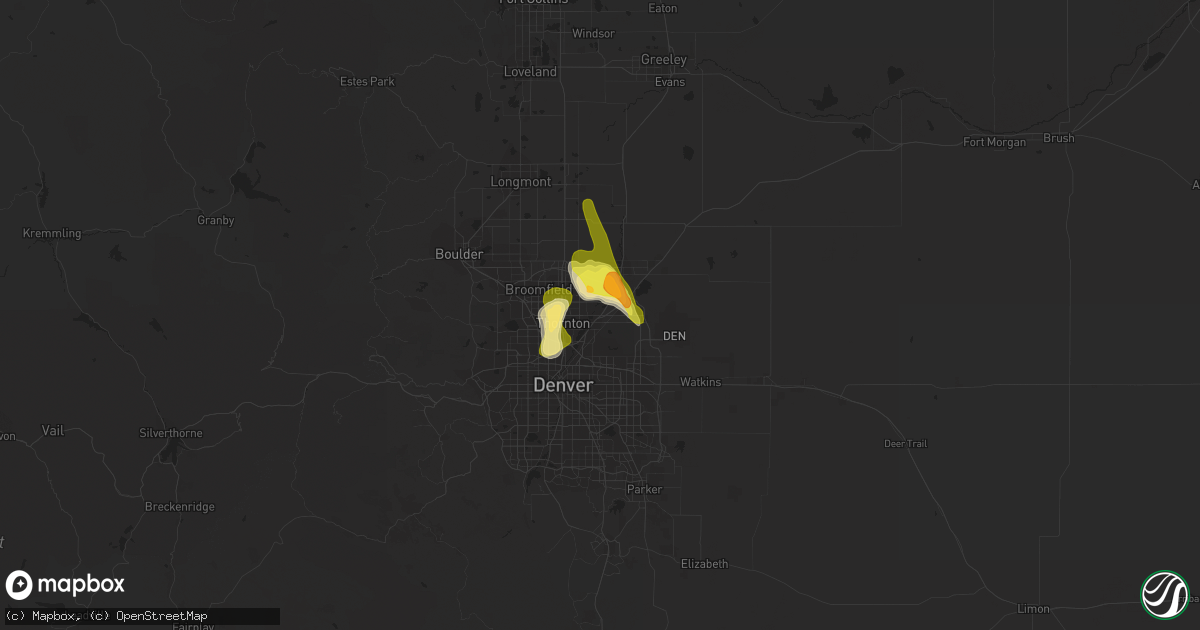 Hail map in Henderson, CO on May 31, 2023