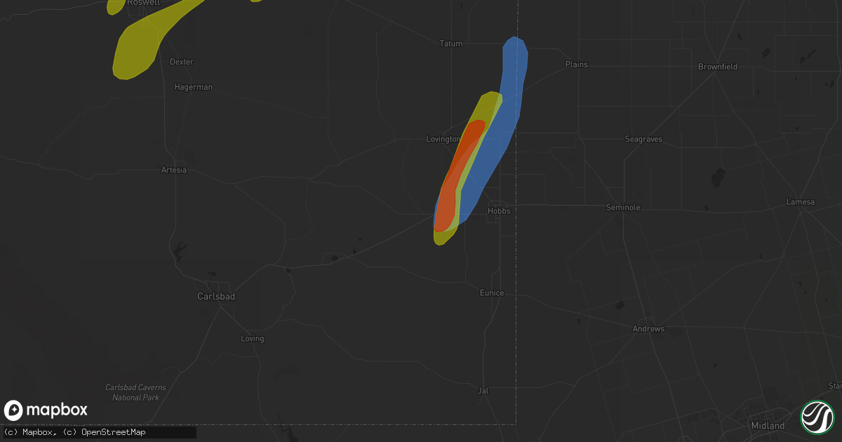 Hail map in Hobbs, NM on May 31, 2023