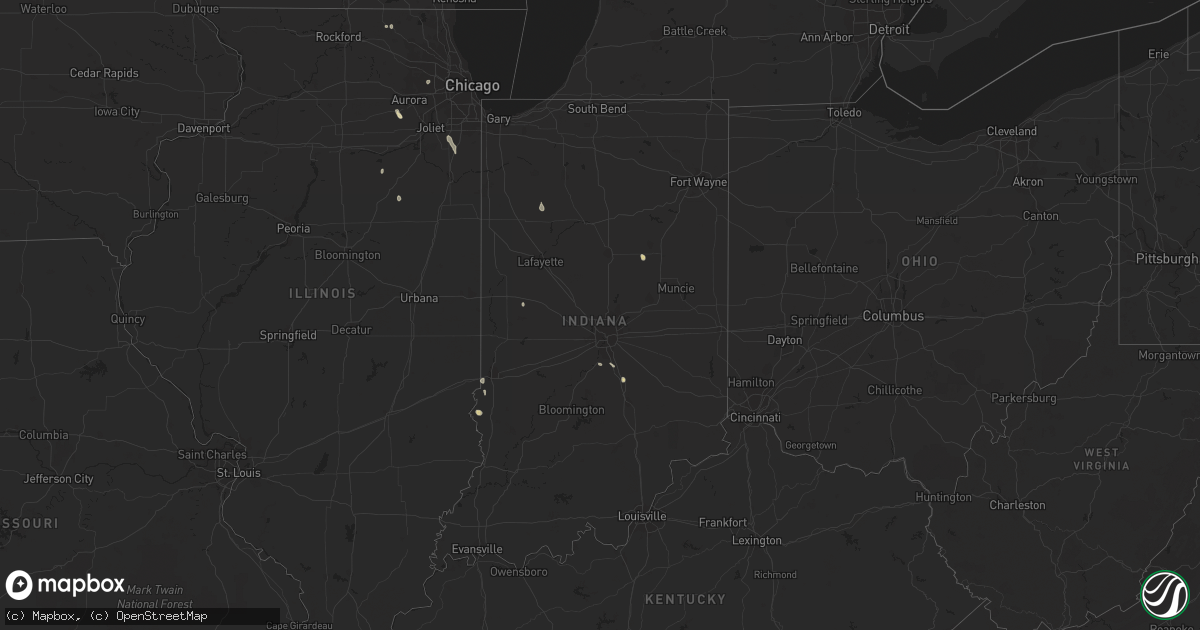 Hail map in Indiana on May 31, 2023