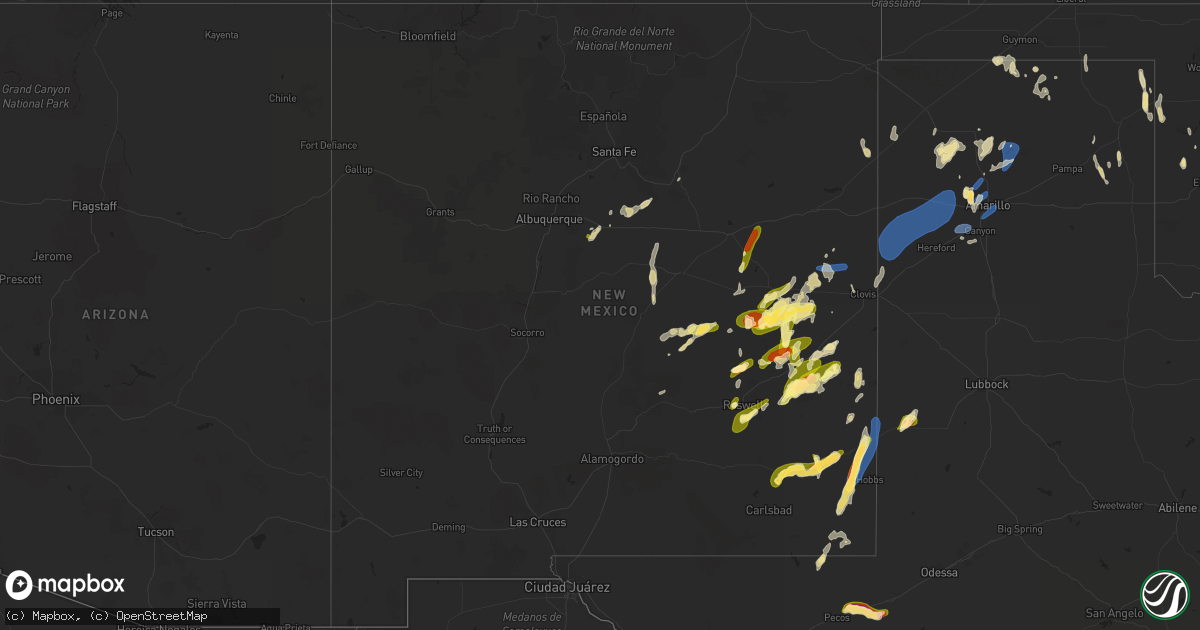 Hail map in New Mexico on May 31, 2023