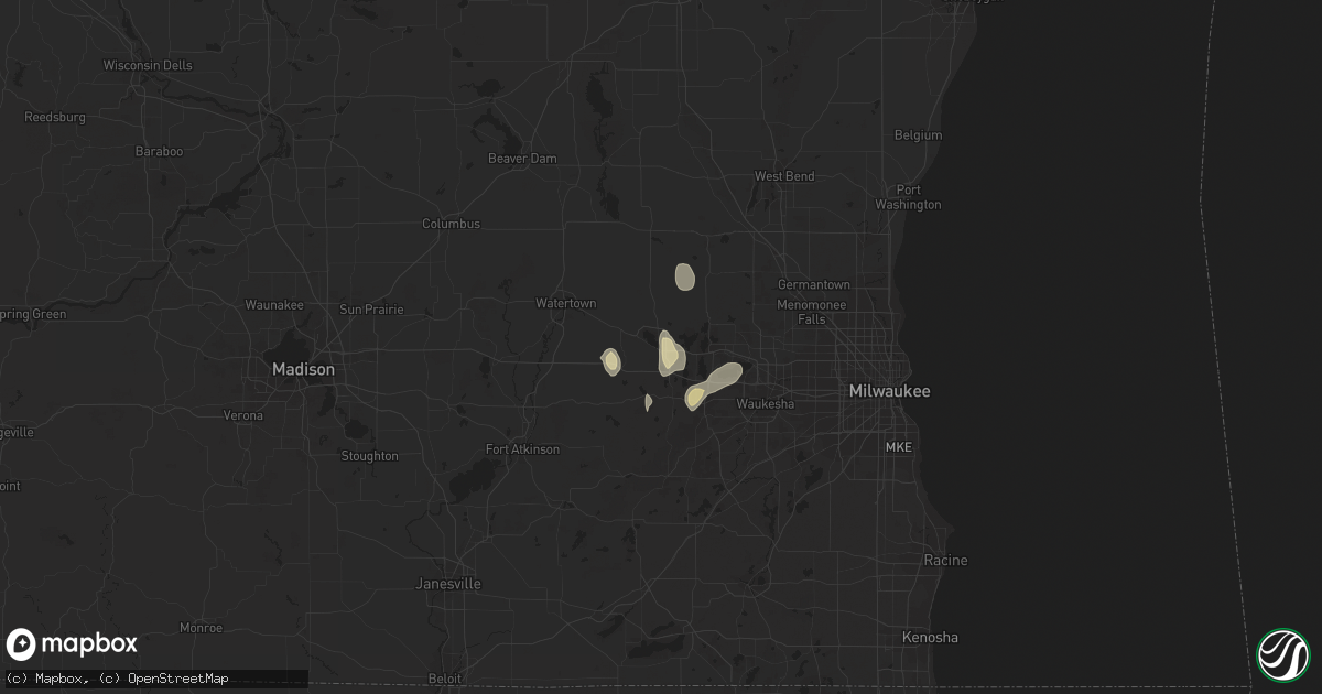 Hail map in Oconomowoc, WI on May 31, 2023