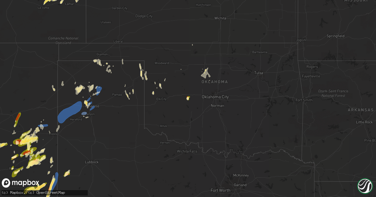 Hail map in Oklahoma on May 31, 2023