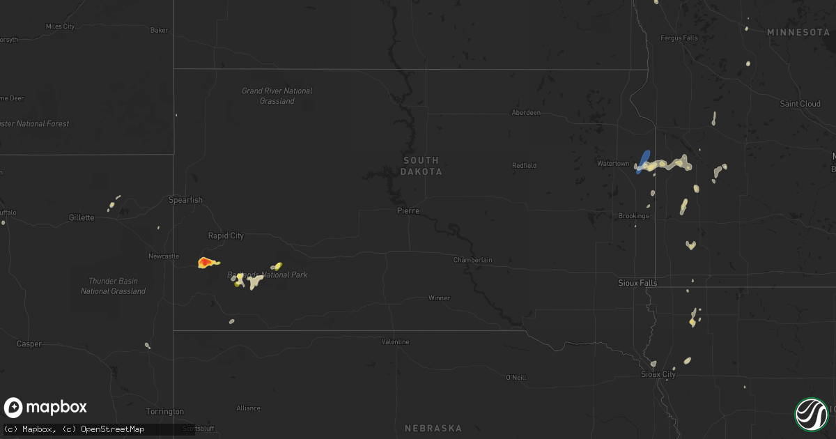 Hail map in South Dakota on May 31, 2023