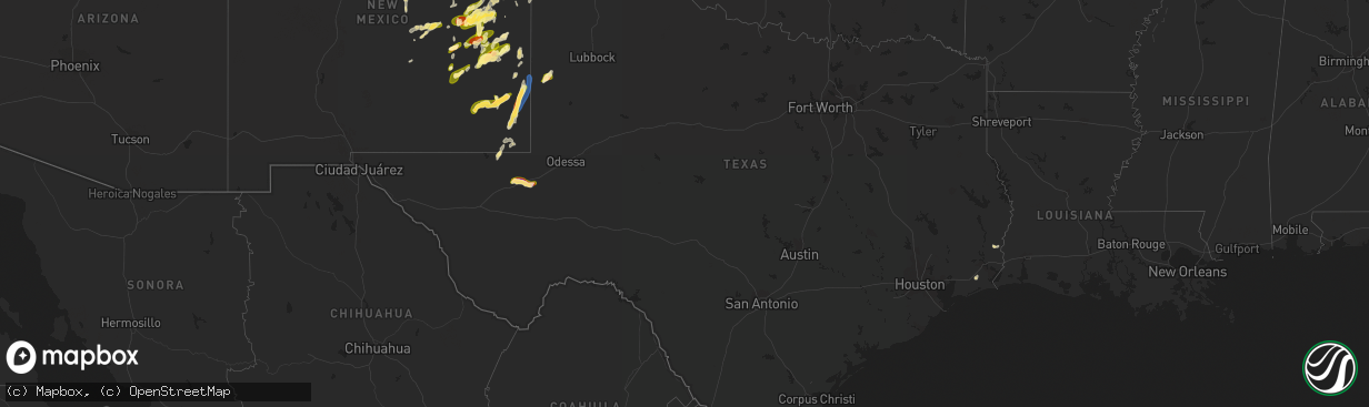 Hail map in Texas on May 31, 2023