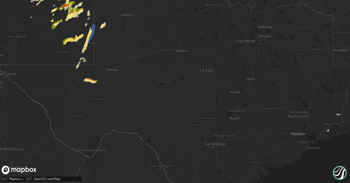 Hail map in Texas on May 31, 2023