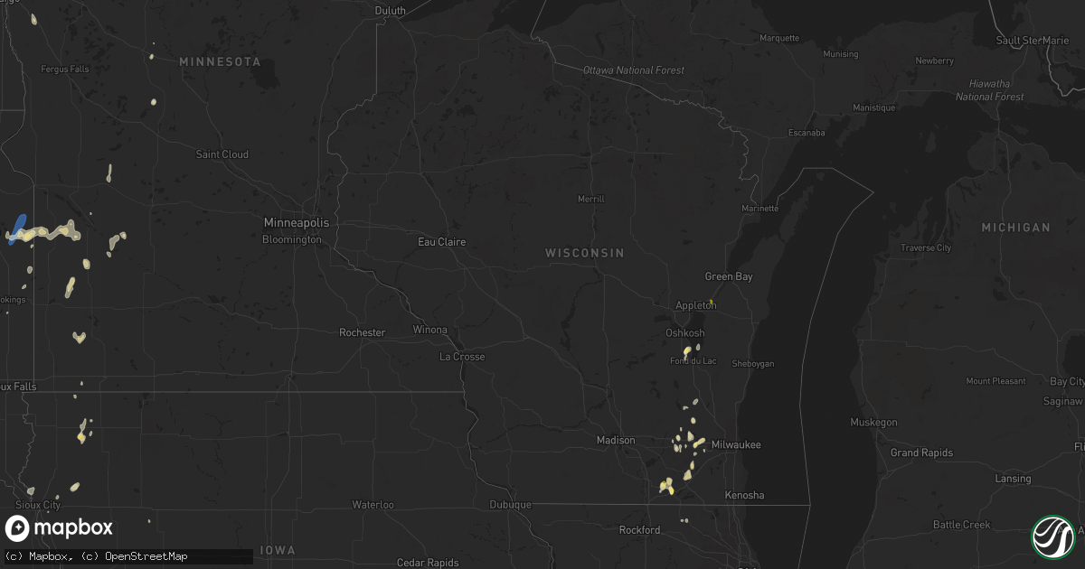 Hail map in Wisconsin on May 31, 2023