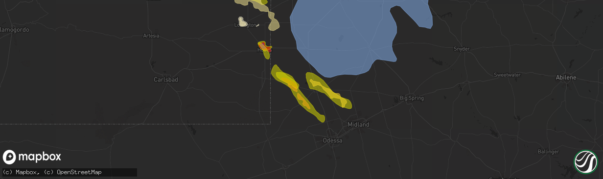 Hail map in Andrews, TX on May 31, 2024