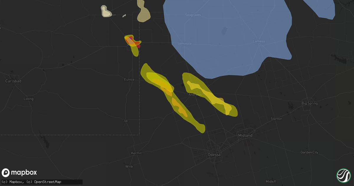 Hail map in Andrews, TX on May 31, 2024