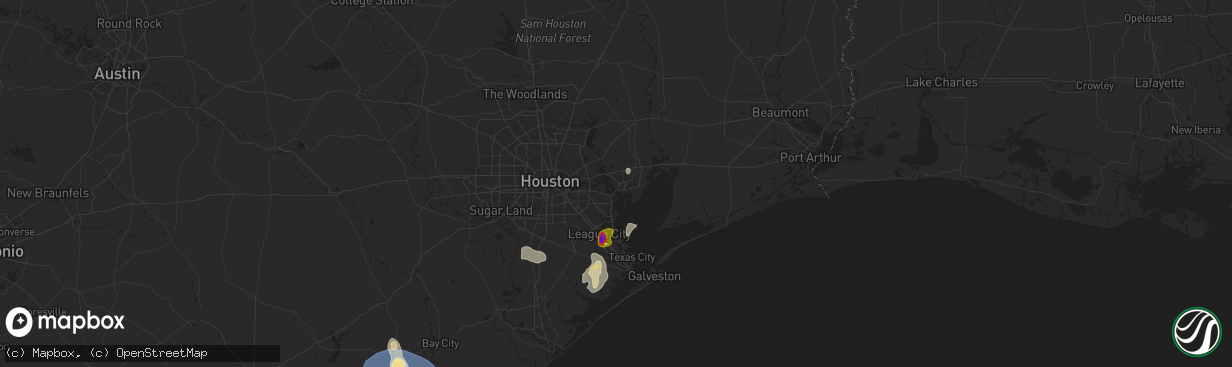 Hail map in Baytown, TX on May 31, 2024