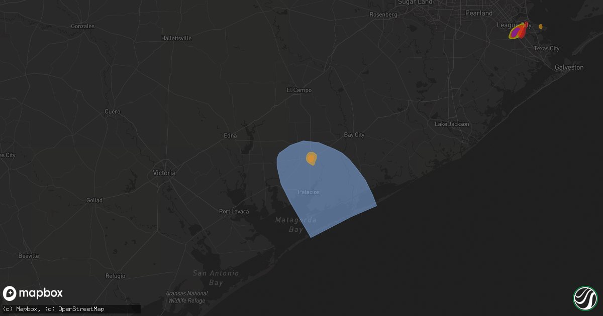 Hail map in Blessing, TX on May 31, 2024
