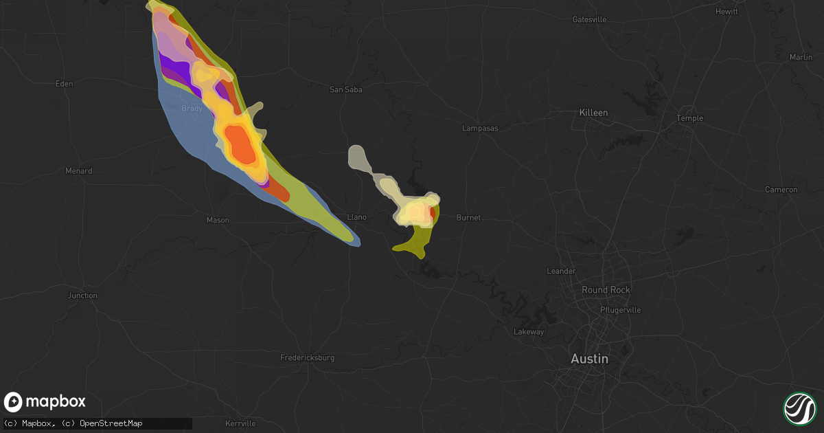 Hail map in Buchanan Dam, TX on May 31, 2024