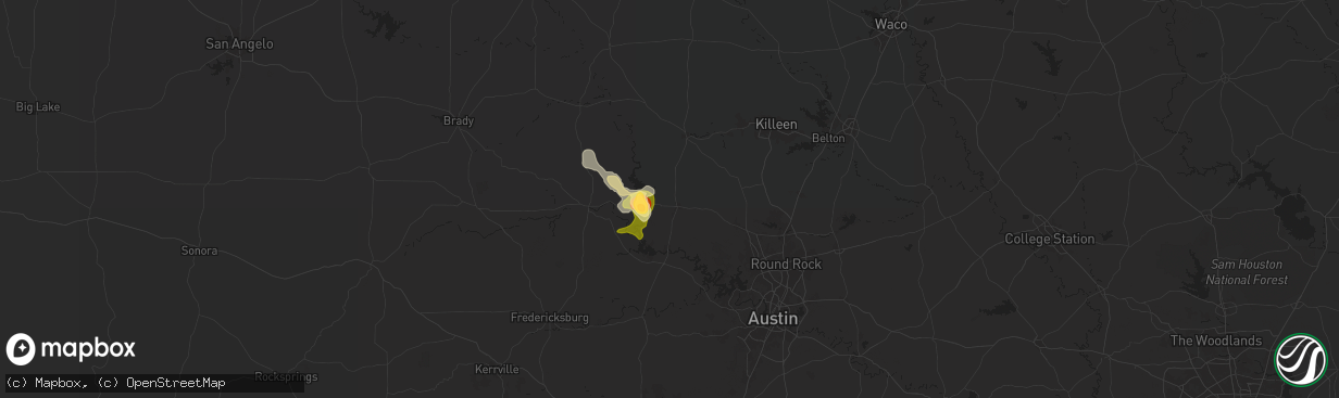Hail map in Burnet, TX on May 31, 2024