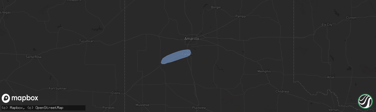 Hail map in Canyon, TX on May 31, 2024