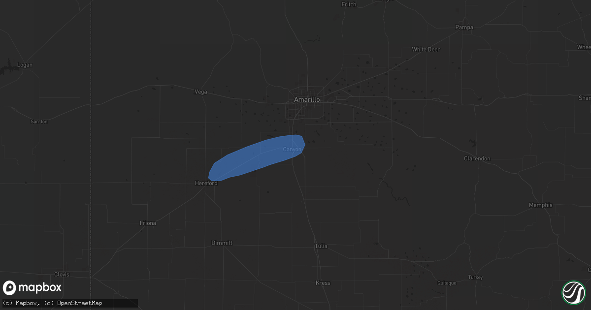 Hail map in Canyon, TX on May 31, 2024