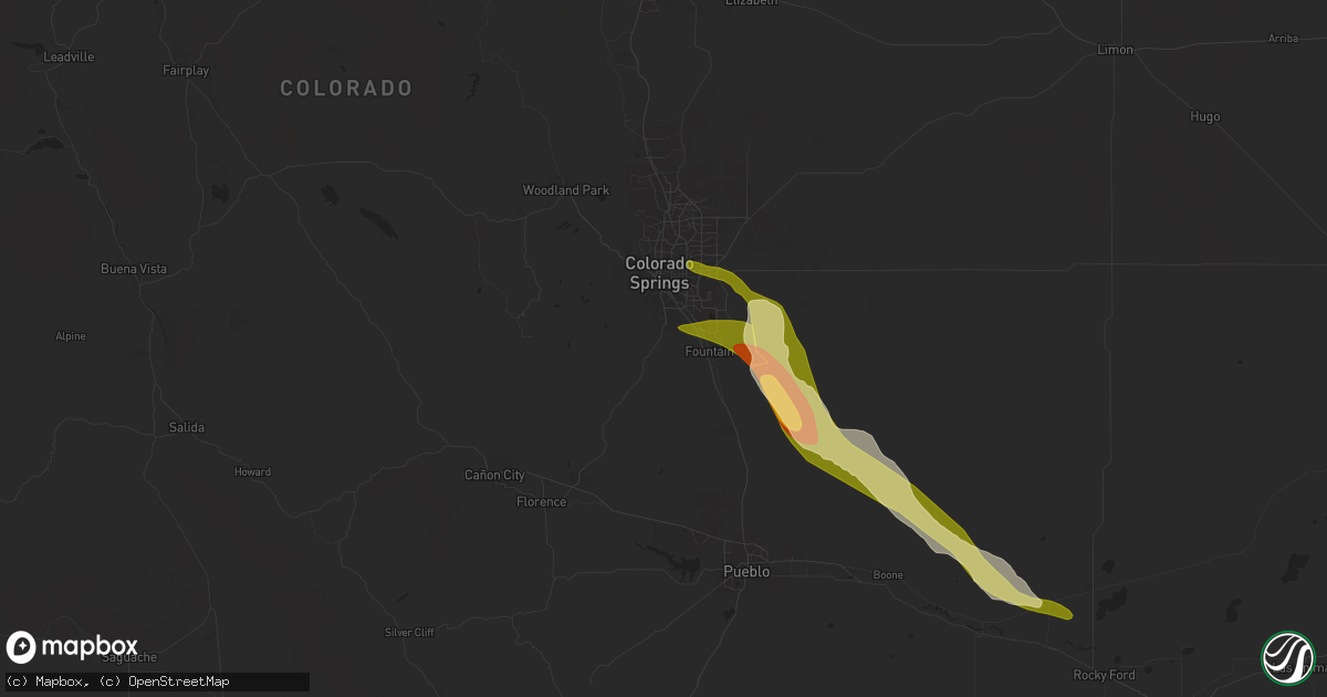 Hail map in Colorado Springs, CO on May 31, 2024