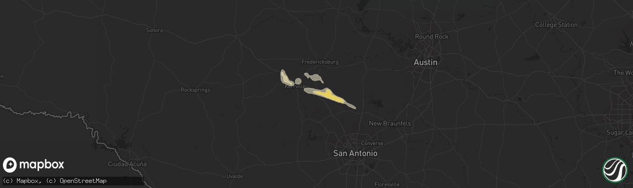 Hail map in Comfort, TX on May 31, 2024