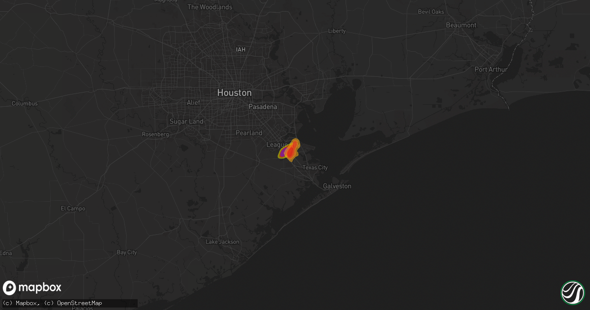 Hail map in Dickinson, TX on May 31, 2024