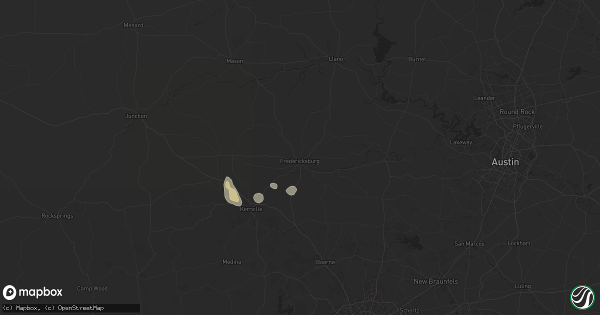 Hail map in Fredericksburg, TX on May 31, 2024