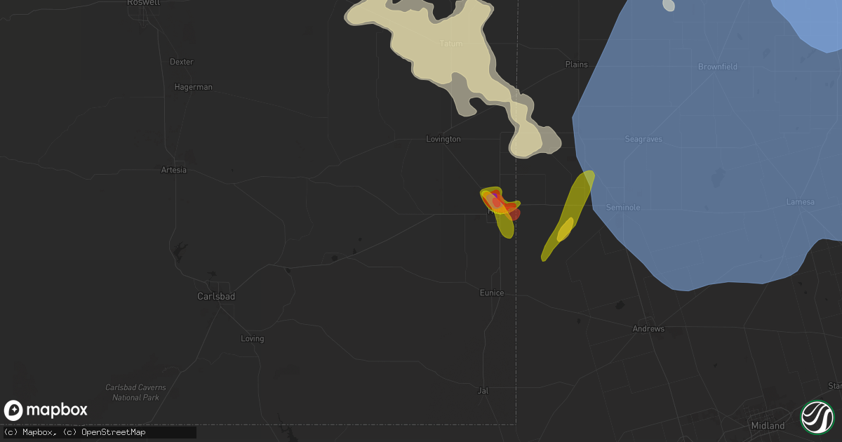 Hail map in Hobbs, NM on May 31, 2024