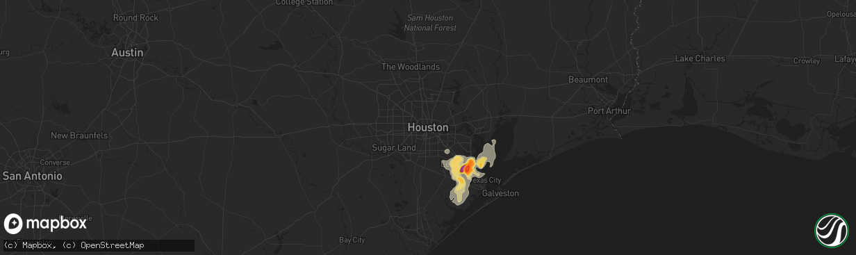 Hail map in Houston, TX on May 31, 2024