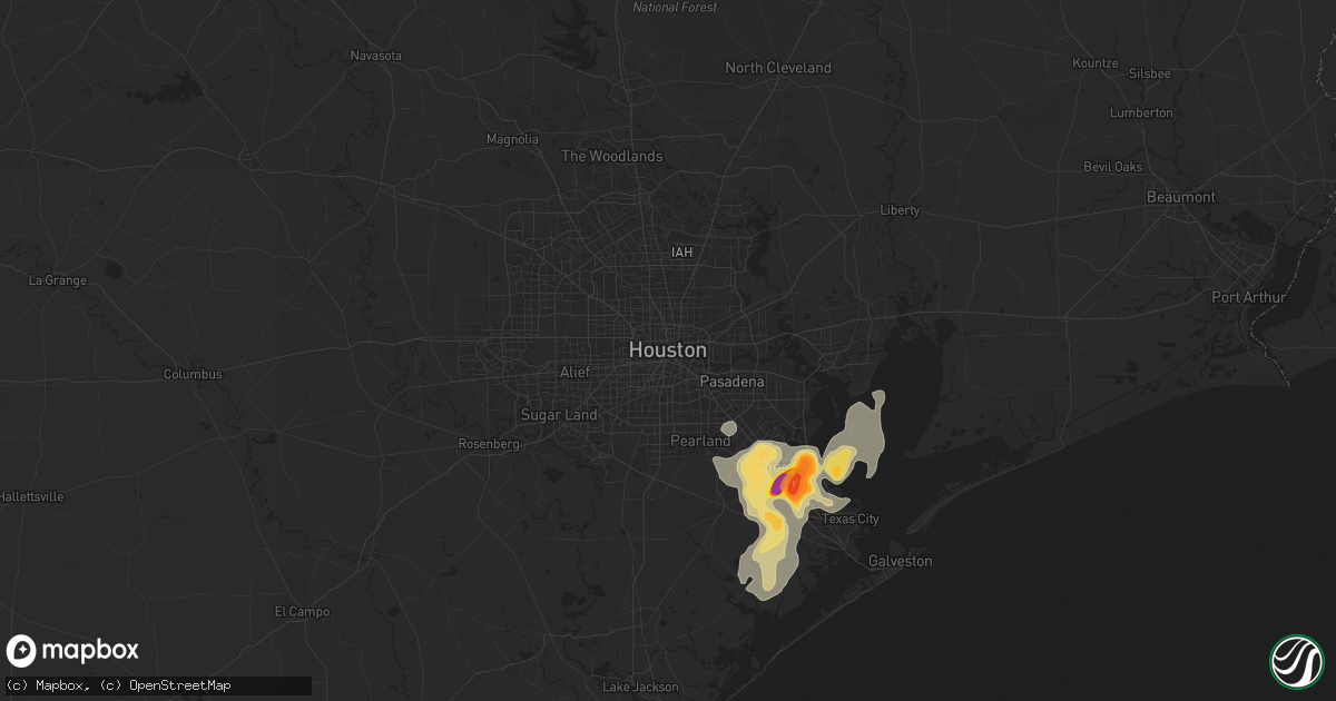 Hail map in Houston, TX on May 31, 2024