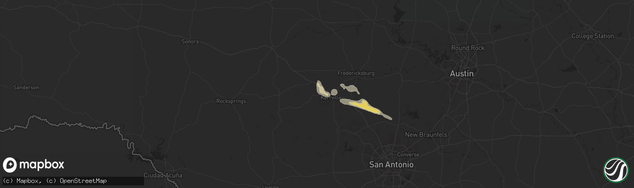 Hail map in Ingram, TX on May 31, 2024