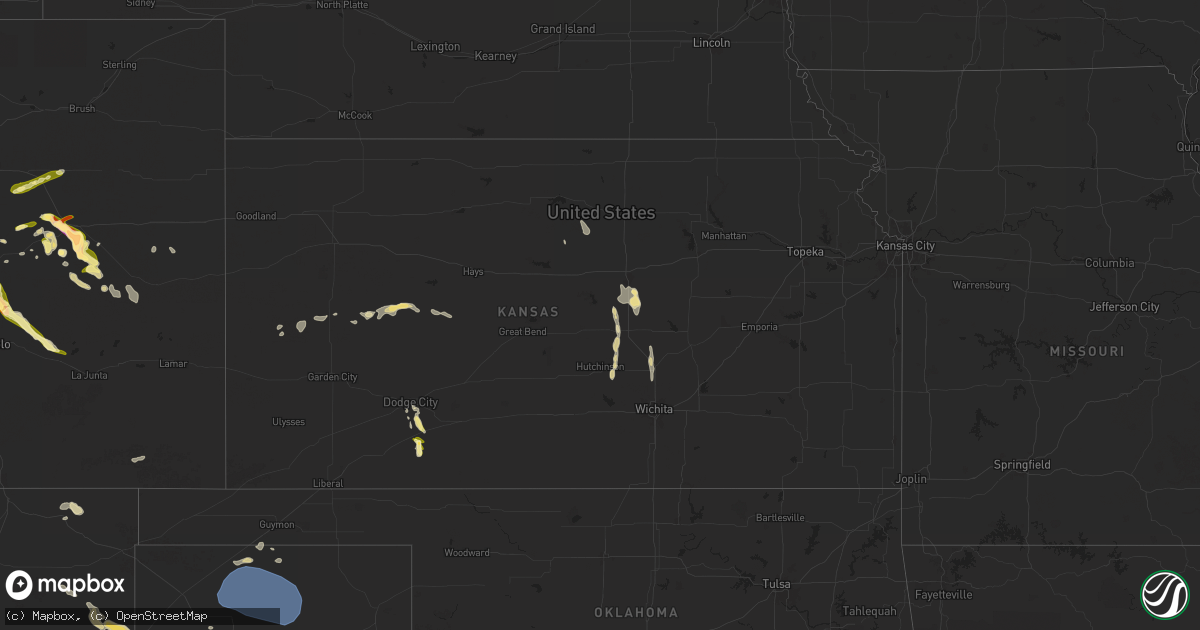 Hail map in Kansas on May 31, 2024