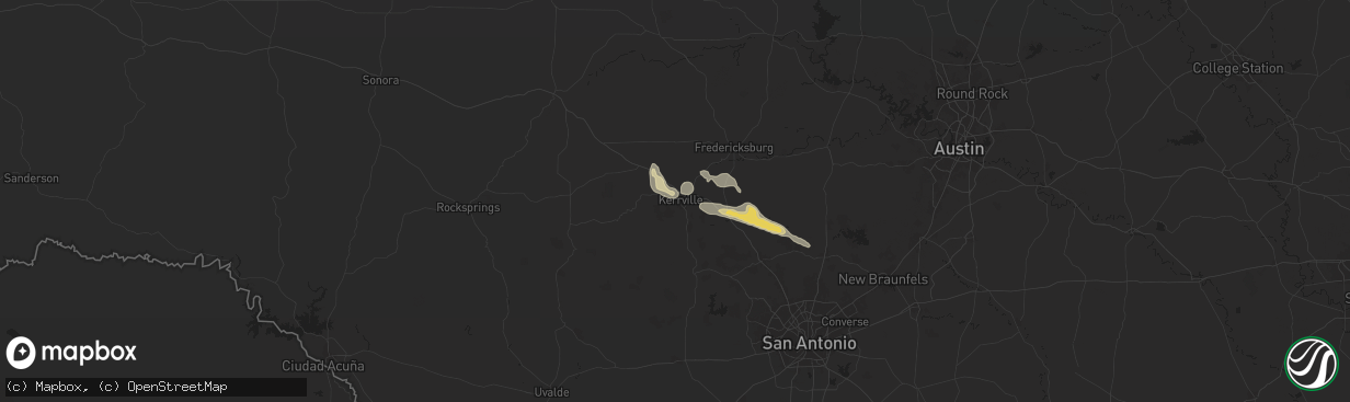 Hail map in Kerrville, TX on May 31, 2024