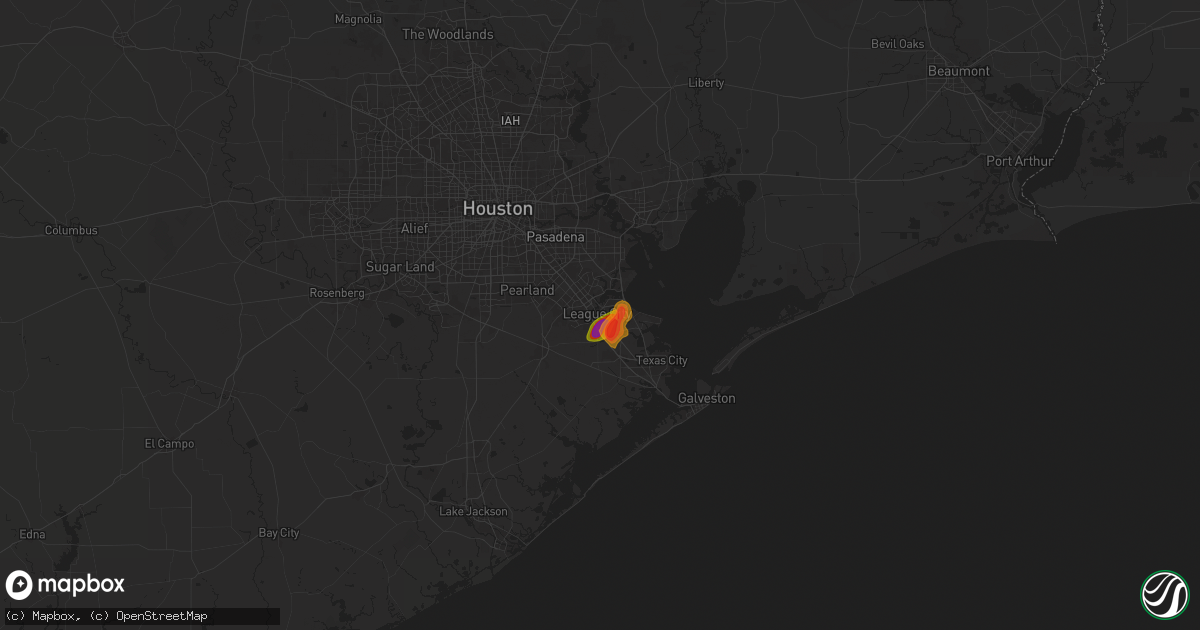 Hail map in League City, TX on May 31, 2024