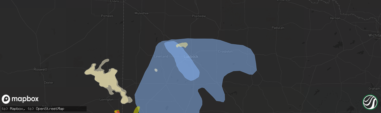 Hail map in Lubbock, TX on May 31, 2024