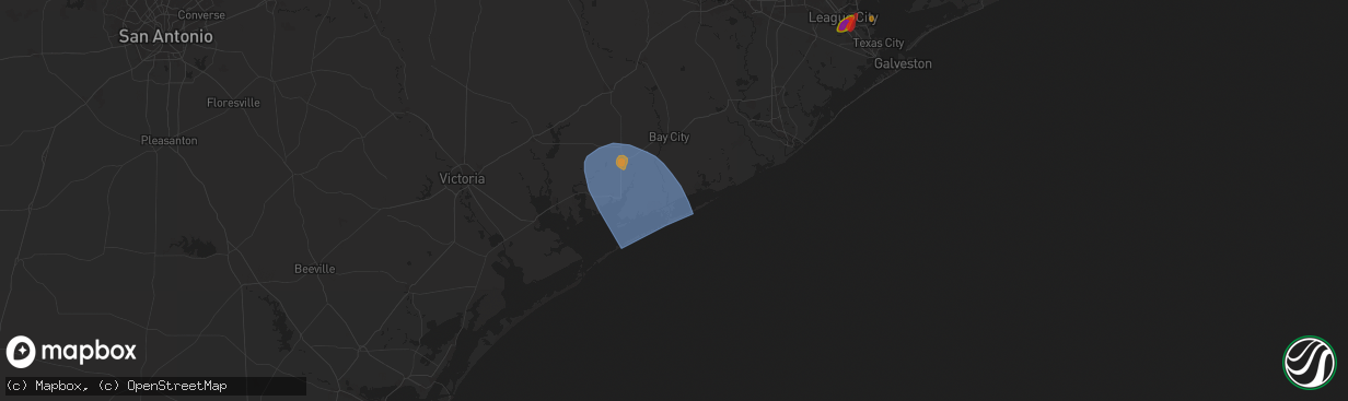 Hail map in Matagorda, TX on May 31, 2024