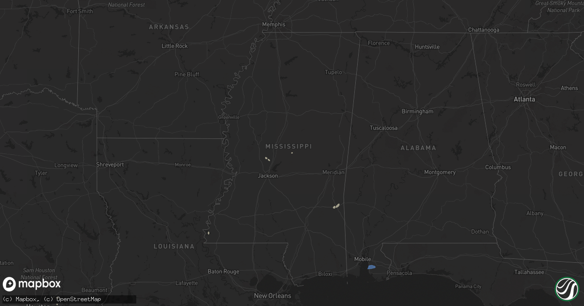 Hail map in Mississippi on May 31, 2024