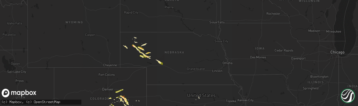 Hail map in Nebraska on May 31, 2024