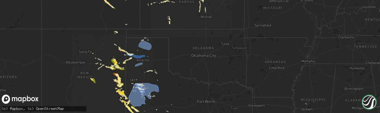 Hail map in Oklahoma on May 31, 2024